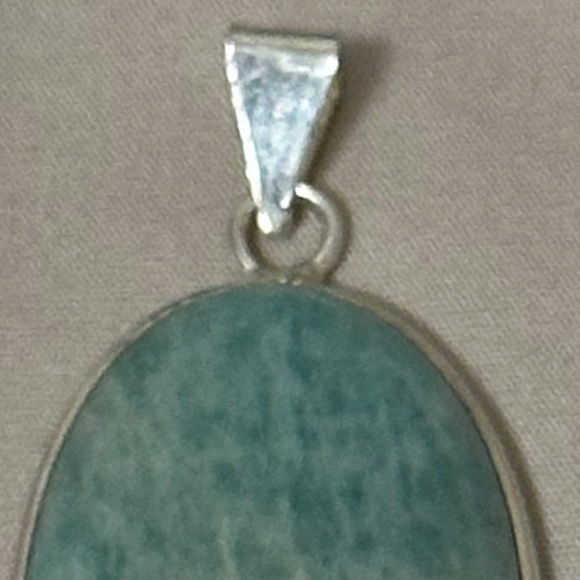 925 Sterling Silver Plated Larimar Pendant Large Oval Genuine Stone NWOT - Picture 12 of 12